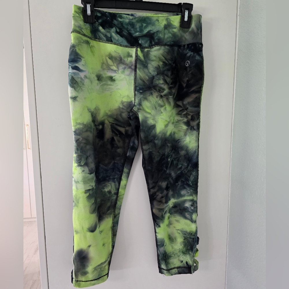 VOGO Athletica Green and Black Tie-Dye Leggings